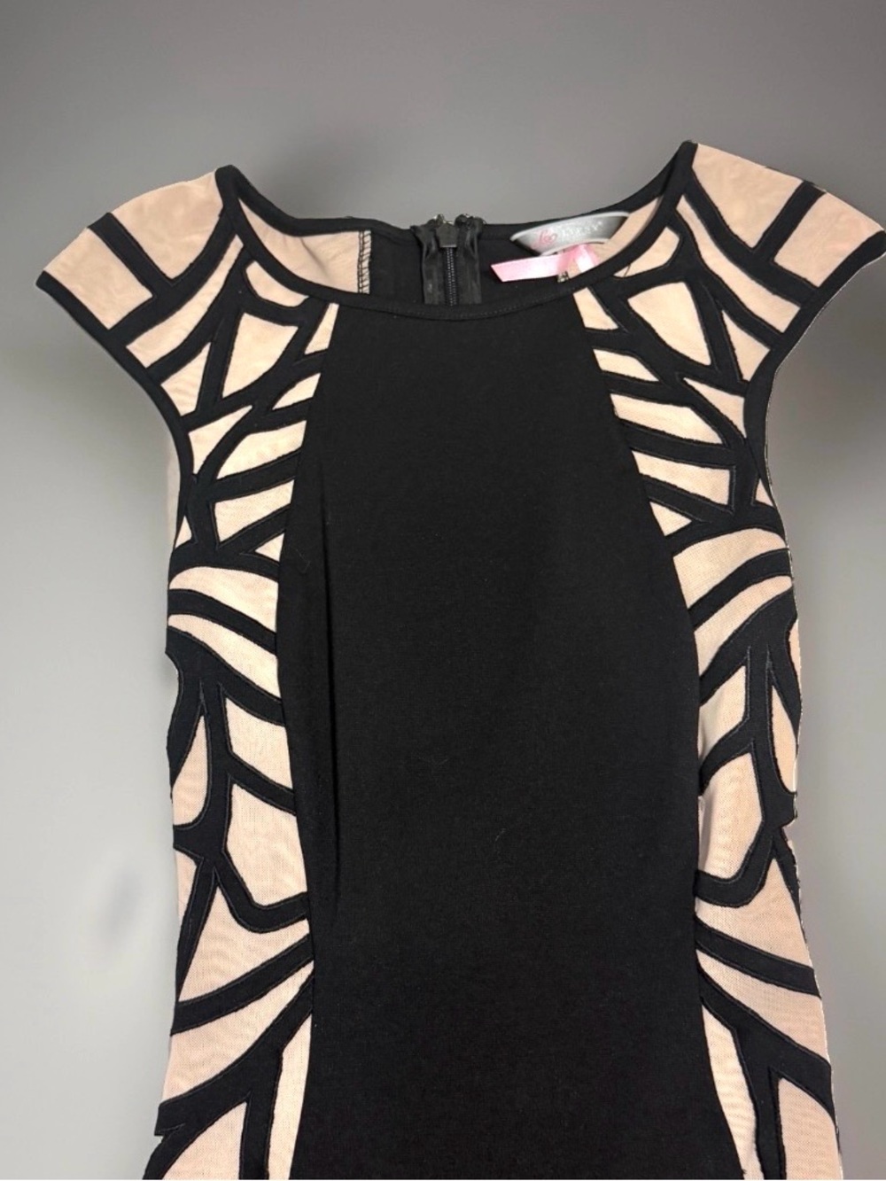 Lipsy London Black Womens Dress Size XS 2  Bodycon Party Holiday Sexy Nude Midi
